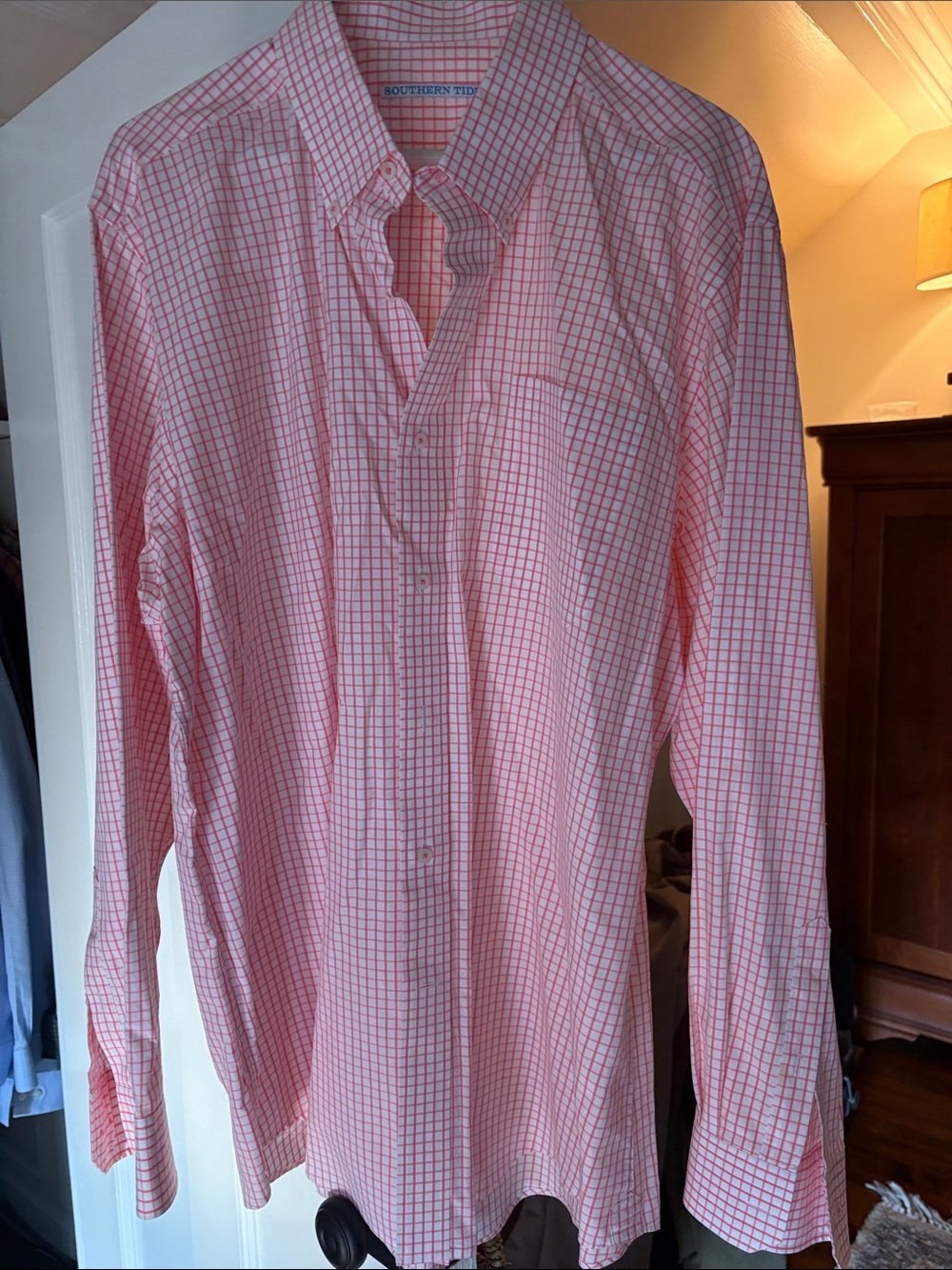 Southern Tide Pink Grid-Check Long-Sleeve Dress Shirt